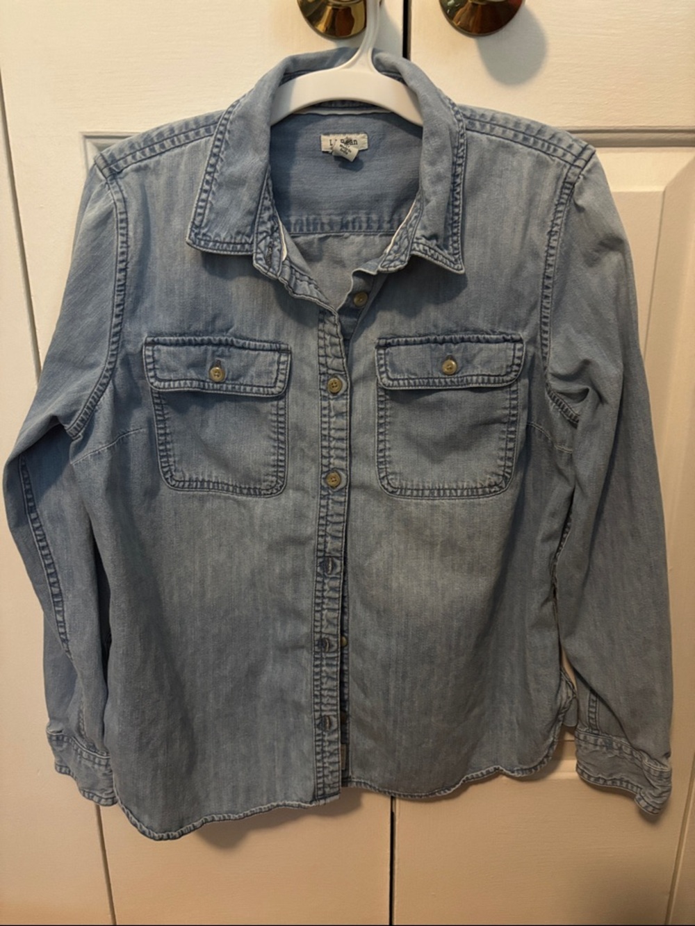LLBean Button Down Denim Shirt XS Petite